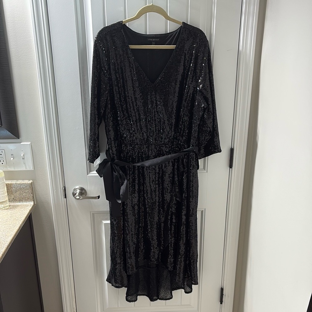 Lane Bryant Black Sequin Wrap Gown